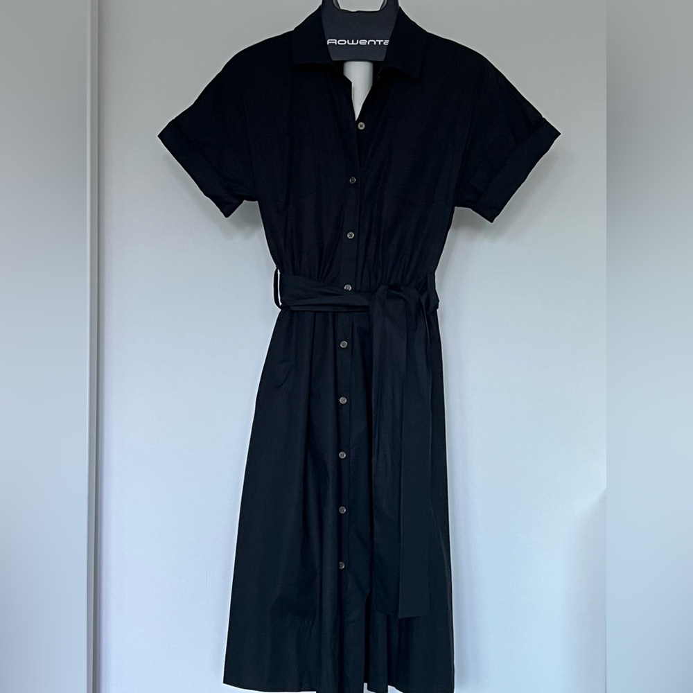 Banana Republic Black Midi Shirt Dress with Waist Tie
